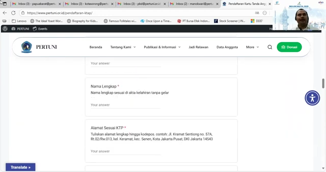 Tangkapan layar video pemanfaatan portal web Pertuni